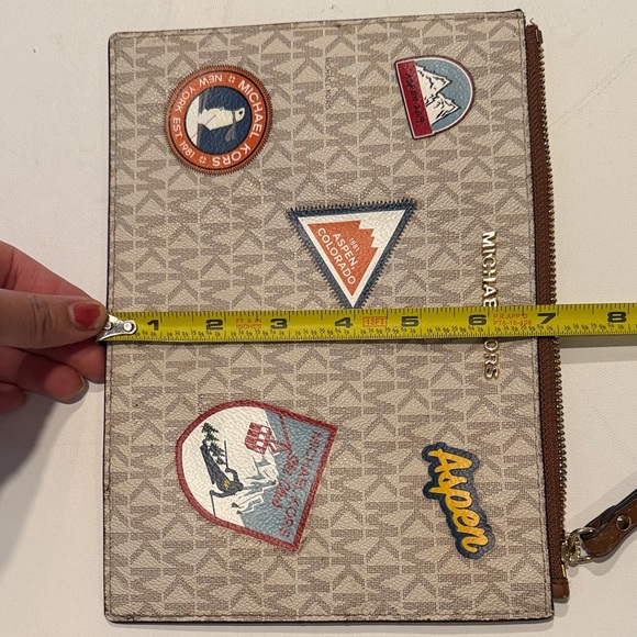 Michael Kors Beige and Brown Patch Wristlet - Picture 5 of 5